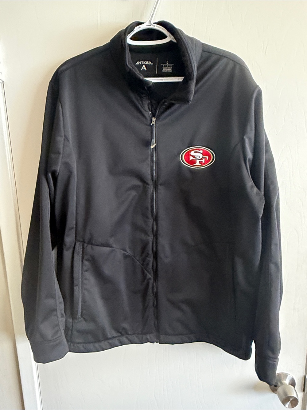 Antigua Men's Black Lightweight Full-Zip Jacket with Red SF Logo